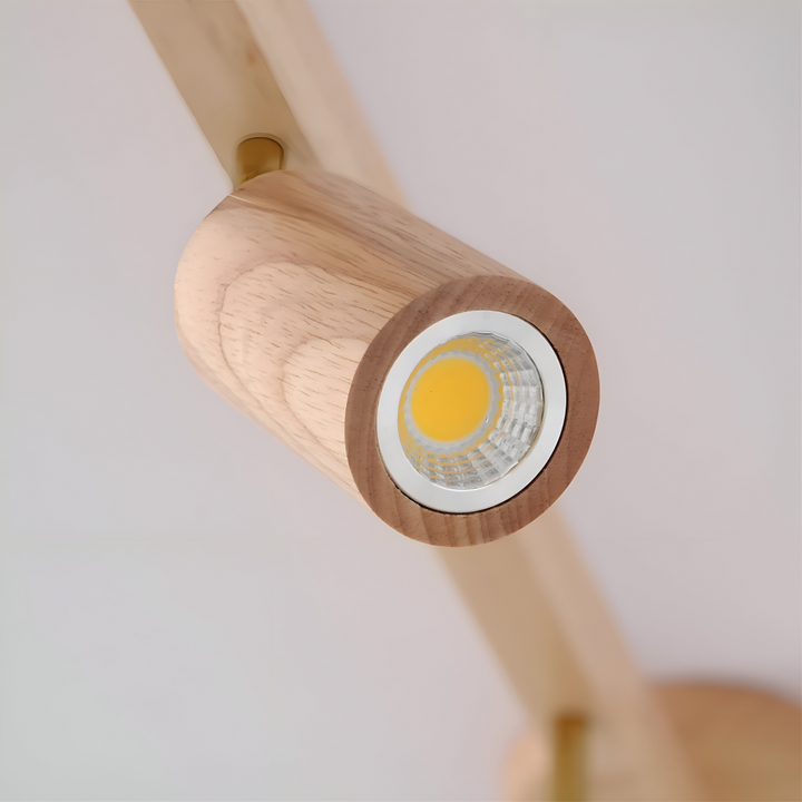 Éclairage LED NordBeam réglable, spot de plafond bois et métal, pour décoration intérieure tendance.