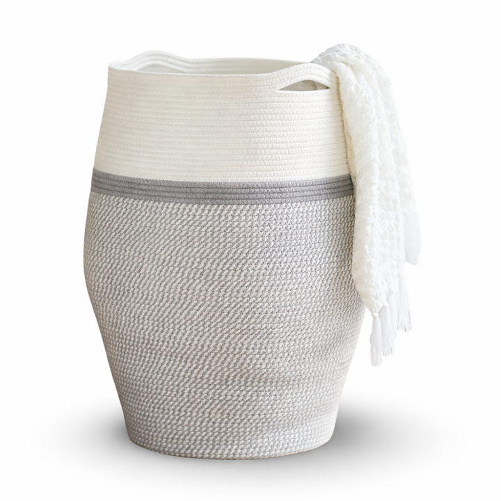 Panier organisateur en coton pliable, idéal pour le linge, les jouets ou autres objets.