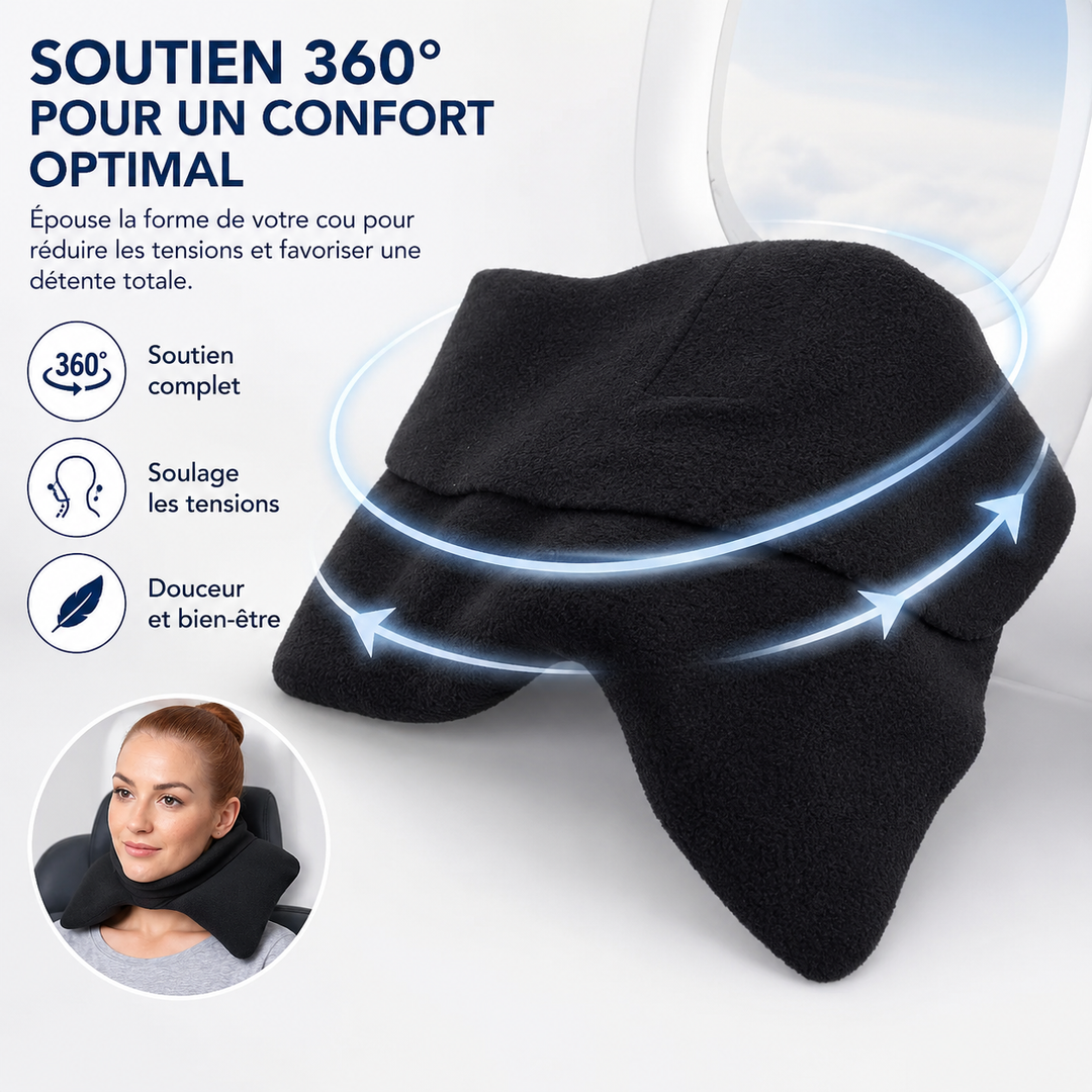 Coussin de voyage Wylie: ergonomique, mousse à mémoire. Offre soutien cervical et confort optimal pour tous les trajets.