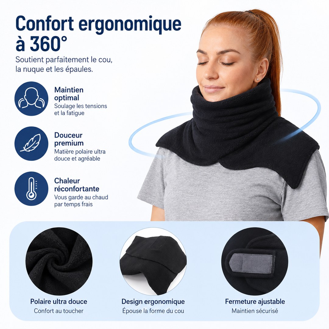Accessoire voyage Wylie. Coussin nuque ergonomique portable. Mousse à mémoire pour un confort optimal en avion, voiture.