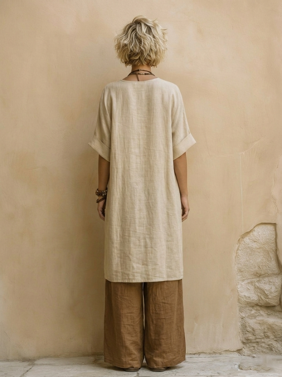 Mode été femme : ensemble 3 pièces bohème avec cardigan, top léger et pantalon large. Style fluide chic.