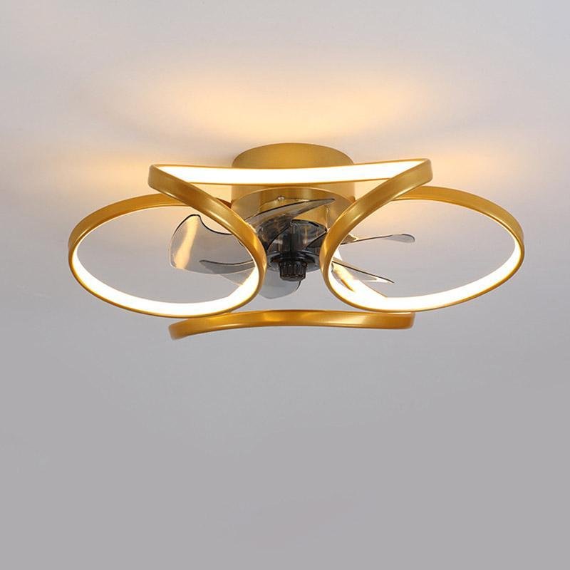 Ventilateur de plafond LED fleur, parfait pour salon ou chambre. Allie lumière douce et ventilation rafraîchissante.