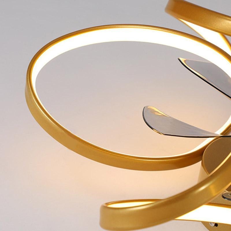 Ventilateur de plafond LED moderne en forme de fleur. Avec lumière intégrée, parfait pour salon, chambre et confort.