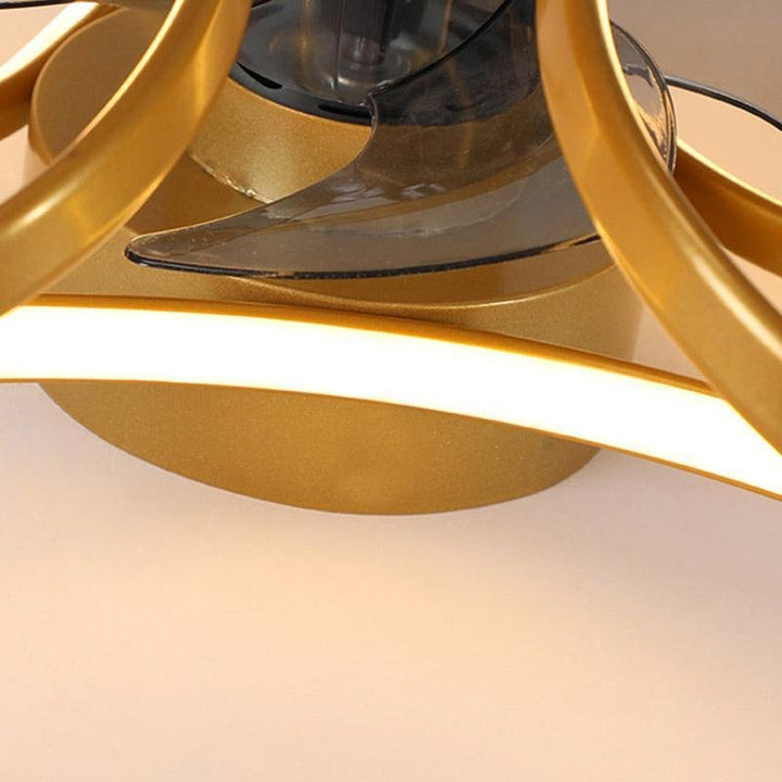 Plafonnier ventilateur LED design fleur. Solution 2-en-1 pour éclairage moderne et ventilation efficace de la pièce.