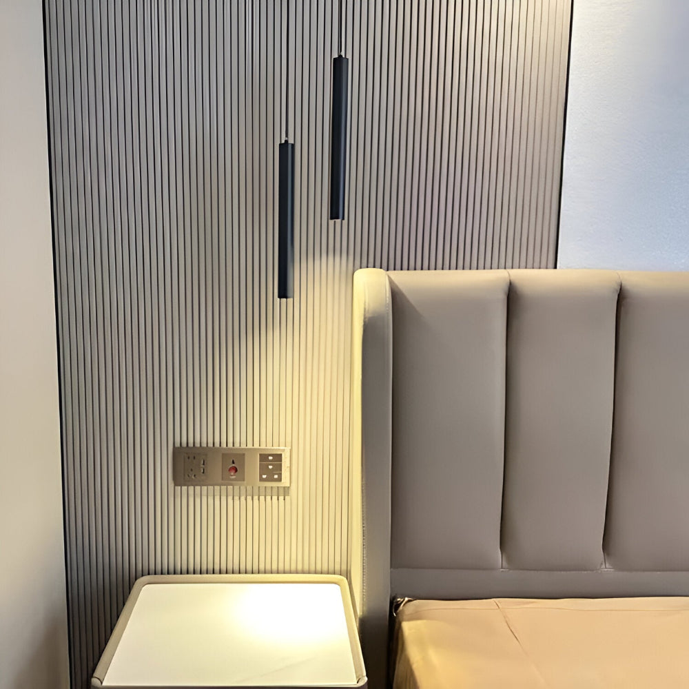 Suspension LED nordique double, design moderne pour éclairage ambiant et contemporain.