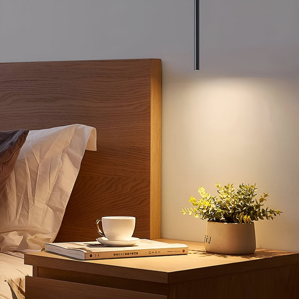 Luminaire suspension LED double, style nordique, parfait pour salle à manger contemporaine.