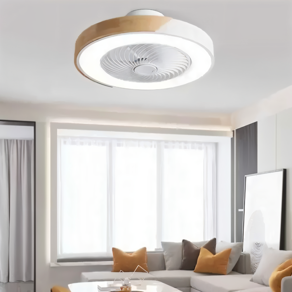 Ventilateur de plafond connecté avec éclairage LED intégré. Idéal pour maison intelligente.