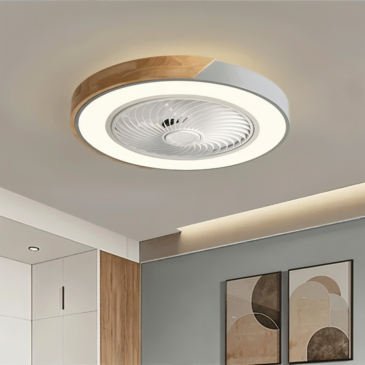 Ventilateur de plafond silencieux. Éclairage LED moderne pour salon ou chambre.