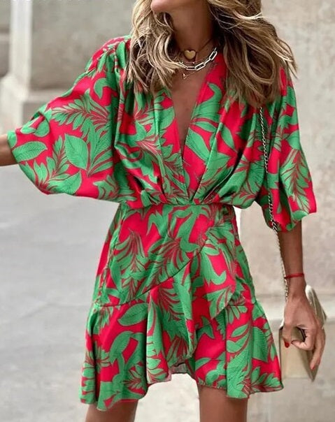 Robe bohème chic pour femme, style Ibiza élégant, idéale été/automne, coupe décontractée.