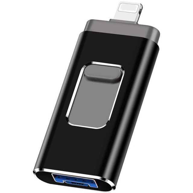 Clé mémoire externe polyvalente 4 en 1. Transfert rapide de fichiers entre vos appareils, smartphone et PC.
