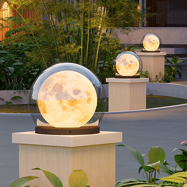 Lumière d'extérieur Lune, design élégant, pour éclairage jardin et allée moderne.