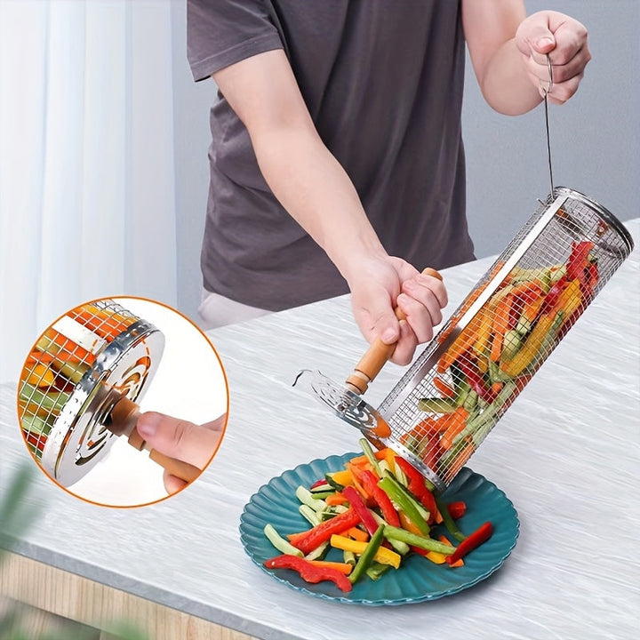 Préparez des repas avec ce gril portable en acier inoxydable, parfait pour votre feu de camp.