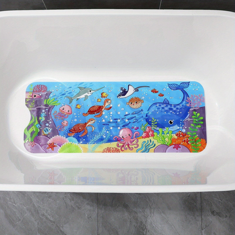 Tapis de bain extra long lavable en machine, avec ventouses, idéal pour la sécurité des enfants et de la famille.