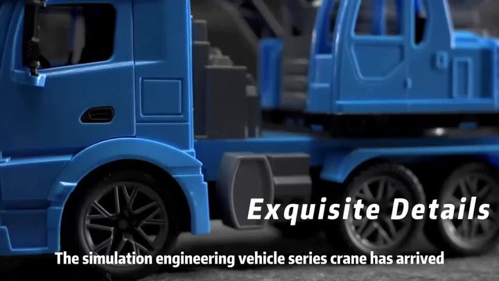 Grand camion grue jouet robuste pour enfant, doté de sons, lumières et une grue fonctionnelle.