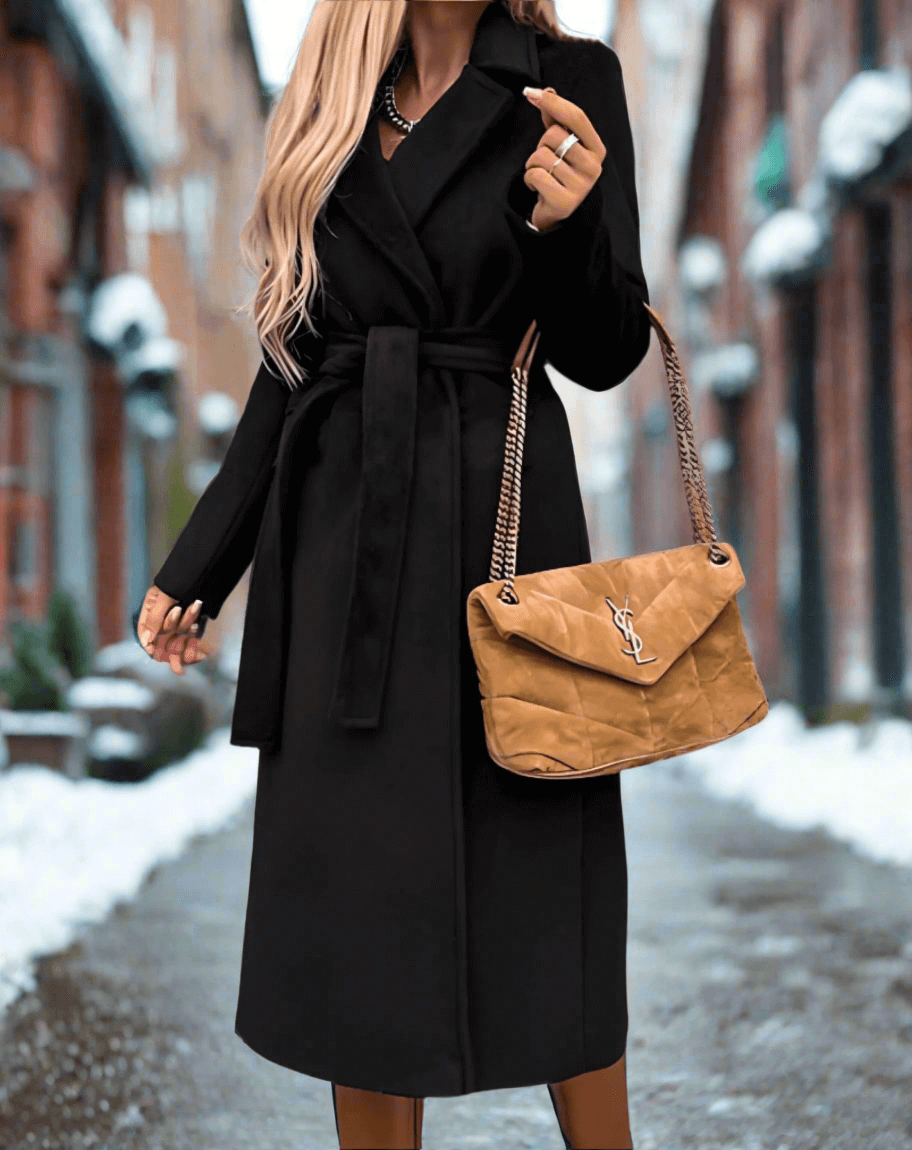 Elegant Lång Trenchcoat - Ullmix - Kvinnor