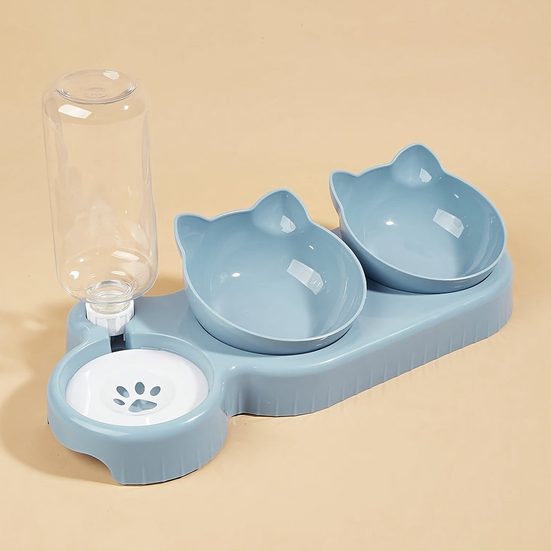 Bol chat incliné et distributeur d'eau; l'accessoire idéal pour l'alimentation et l'hydratation saine.