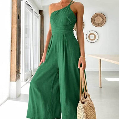 Elegant Jumpsuit - En axel - Vidsittande ben - Sommar