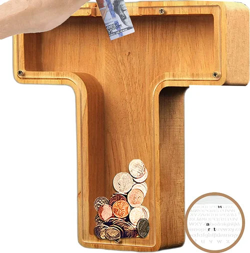 Tirelire en bois massif, lettre S. Robuste et personnalisable, pour économiser avec plaisir.
