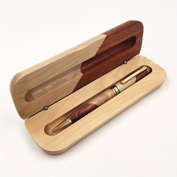 Boîte à stylos en bois premium avec stylo bille de luxe. Idéal pour bureau professionnel.