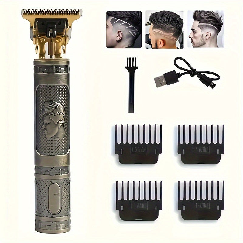 Coffret tondeuse de luxe pour hommes, prêt pour un toilettage professionnel. Set sans fil et rechargeable.
