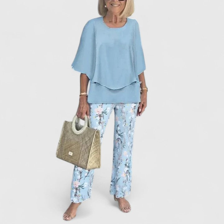 Tenue deux pièces femme polyvalente, mode élégante pour toute saison.