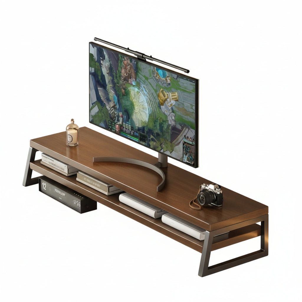 Support de moniteur design, multifonctionnel avec tiroir et compartiments pour organiser votre espace de travail.