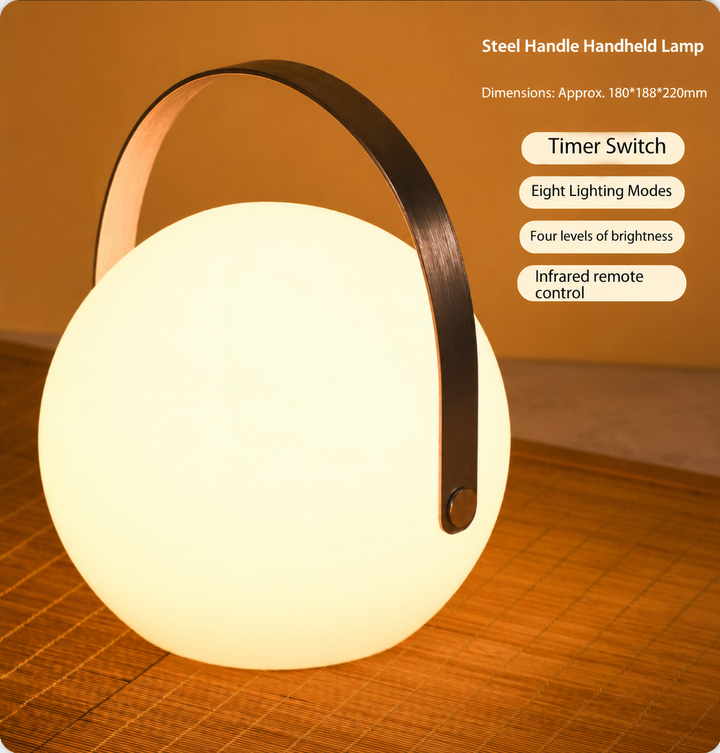 Lampe d'ambiance LED nomade, sans fil et étanche, idéale pour éclairage décoratif intérieur et extérieur.