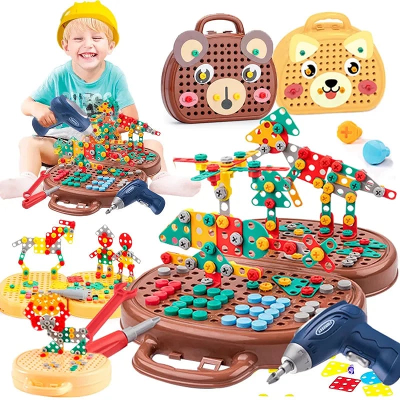 Jouet éducatif DrillPlay pour enfant, développe motricité fine et créativité. Idéal apprentissage STEM.