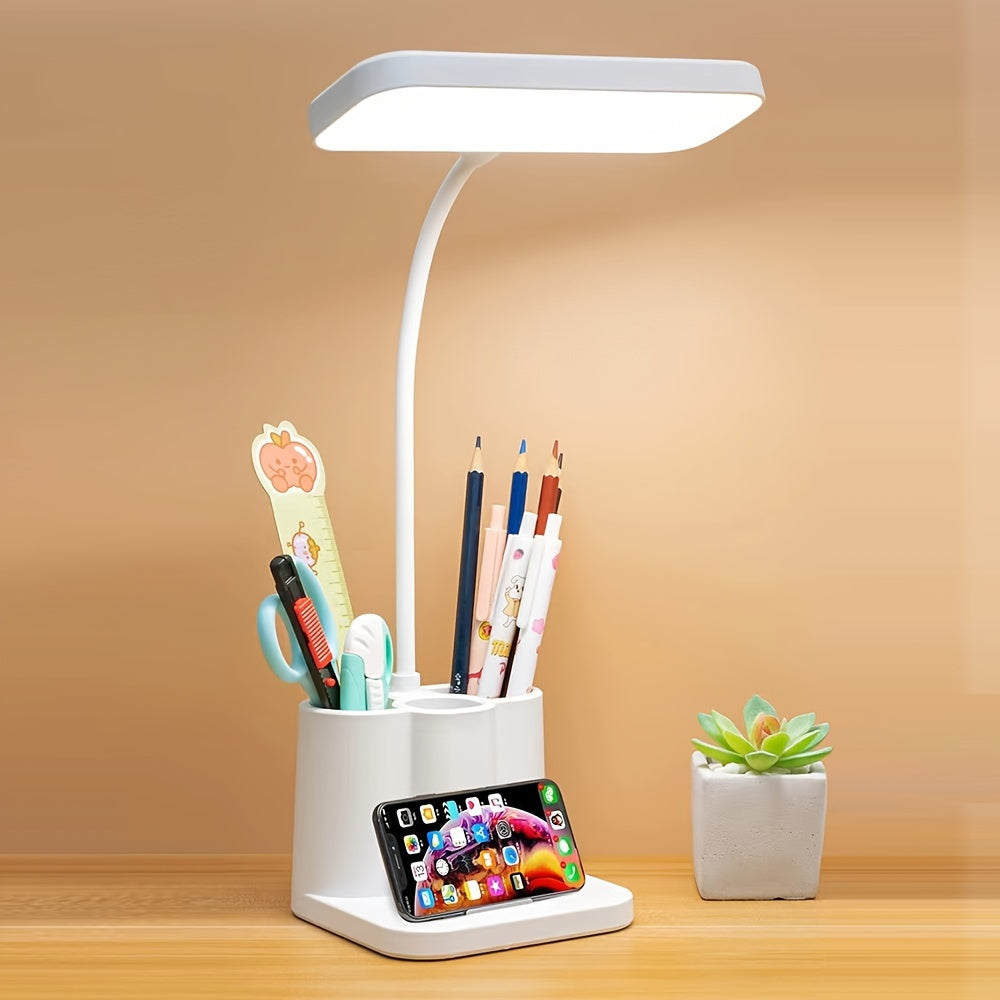 Lampe de bureau LED tactile rechargeable, idéale pour lecture et travail. Design moderne et éclairage ajustable.