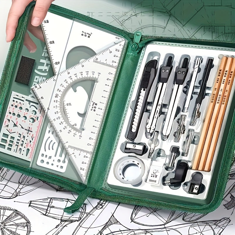 Set de dessin technique PrecisionDraft pour architectes, ingénieurs, étudiants. Inclut compas, règles. Précision garantie.