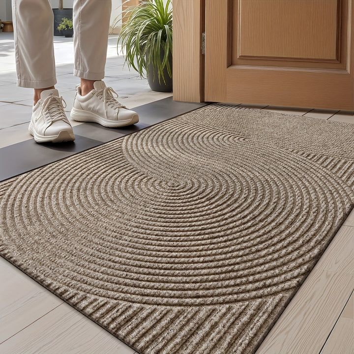 Tapis de porte géométrique élégant Dajiang pour entrée, durable, antidérapant, en polyester.