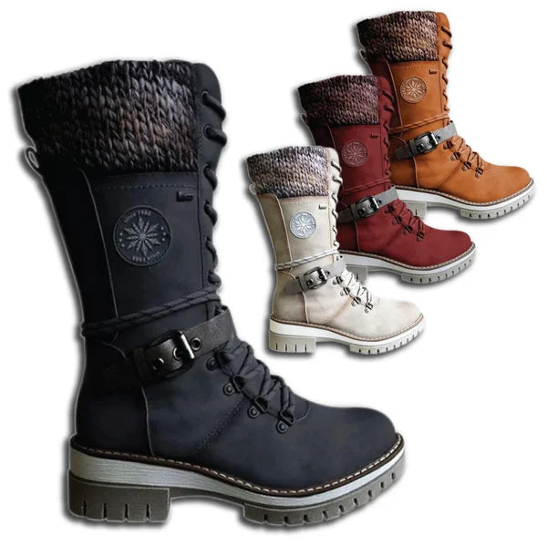 Bottes hautes zippées pour femme, style hiver chic et moderne. Offrent chaleur et confort pour l'hiver.