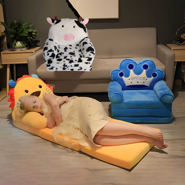 Chaise convertible en mousse mémoire pour enfant, douce et lavable, parfaite salle de jeux.