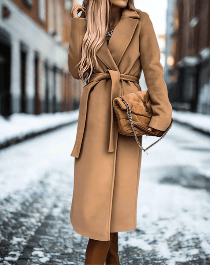 Elegant Lång Trenchcoat - Ullmix - Kvinnor