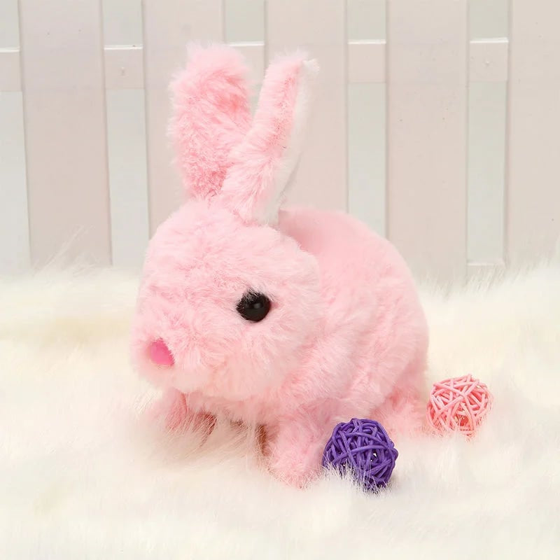 Lapin interactif câlin, peluche douce pour enfant, idéal pour des moments de tendresse et de réconfort.