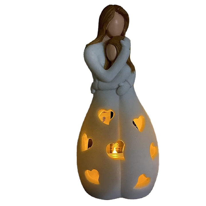 Cadeau original: Lampe cœur romantique beige en résine, éclairage LED décoratif pour la maison.