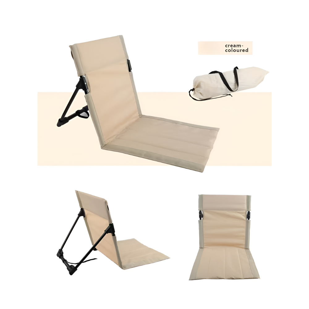 Chaise pliante polyvalente pour extérieur, avec coussin de confort et cadre résistant.
