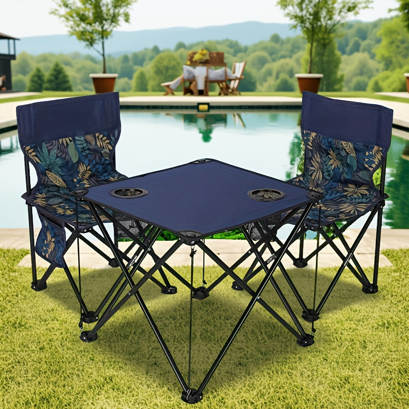 Ensemble de jardin pliable pour 4 personnes, table et chaises portables en métal et oxford, idéal camping/BBQ.