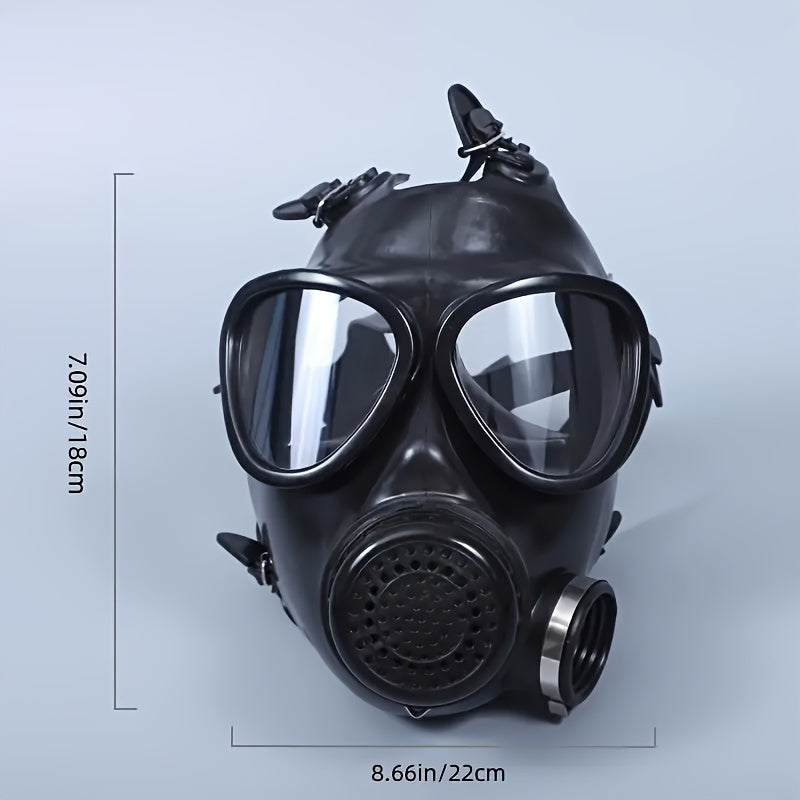 Équipement de sécurité: masque à gaz intégral avec filtration avancée, contre agents chimiques et particules.
