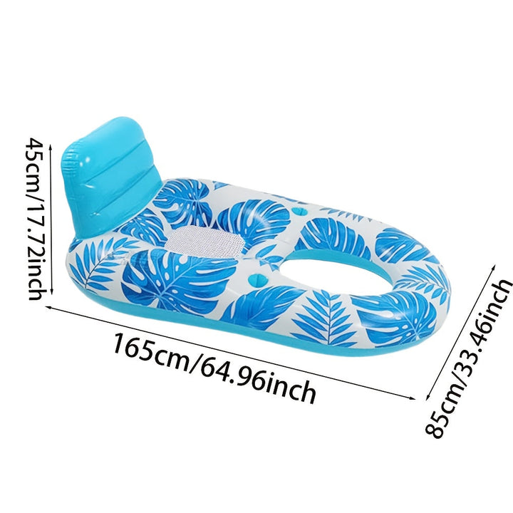 Bouée gonflable de détente TropiFloat avec dossier robuste, parfaite pour la piscine, offrant un confort optimal en été.