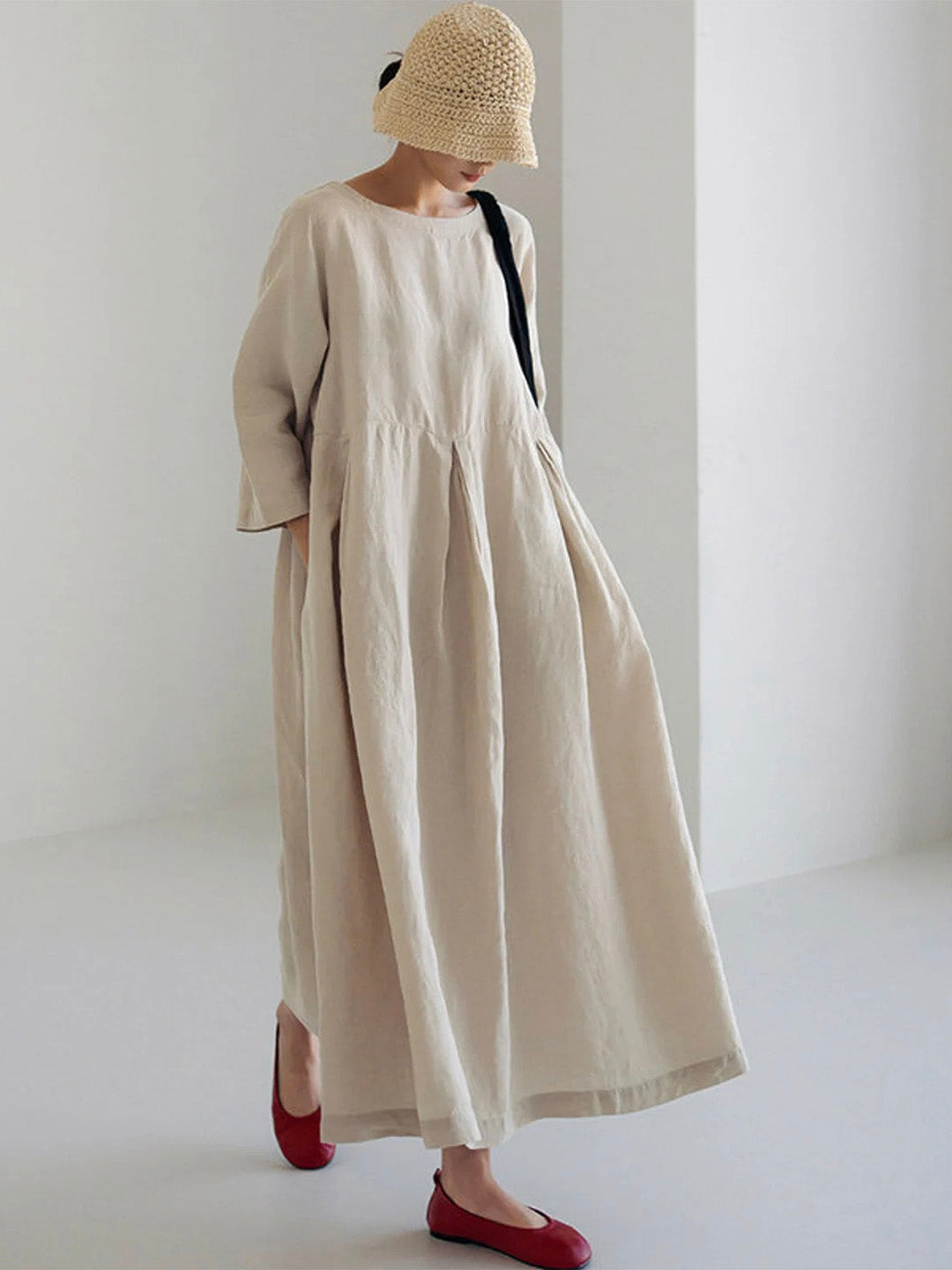 Robe longue femme Cielo fluide et élégante, couleur unie, idéale pour l'été et les looks décontractés.