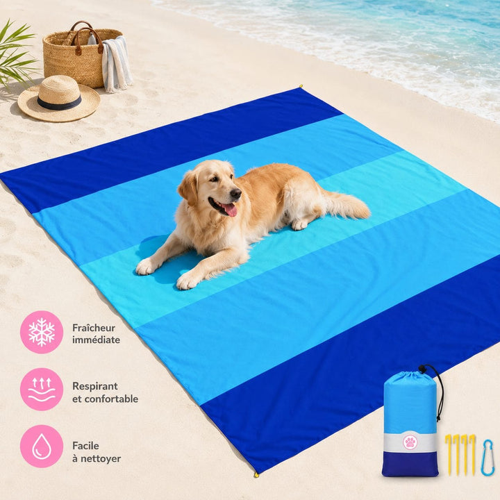 Couverture de plage XXL anti-sable, imperméable et compacte pour famille et couple. Idéale l'été.