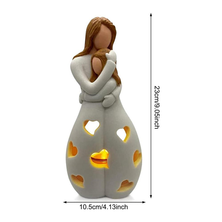 Lampe de table romantique cœur beige, résine, éclairage LED pour un coin lecture chaleureux.