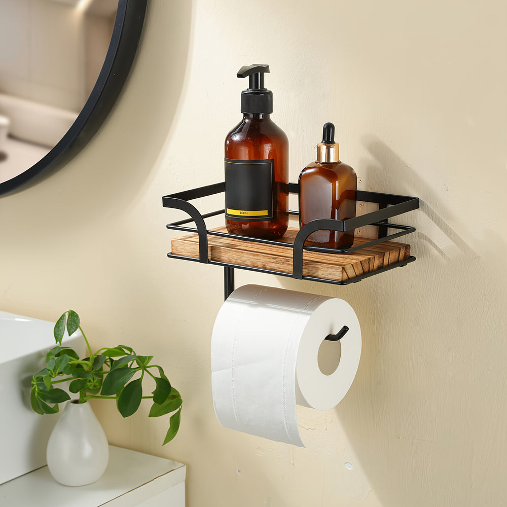 Porte-serviettes mural en métal pour salle de bain. Organisation compacte et design épuré.