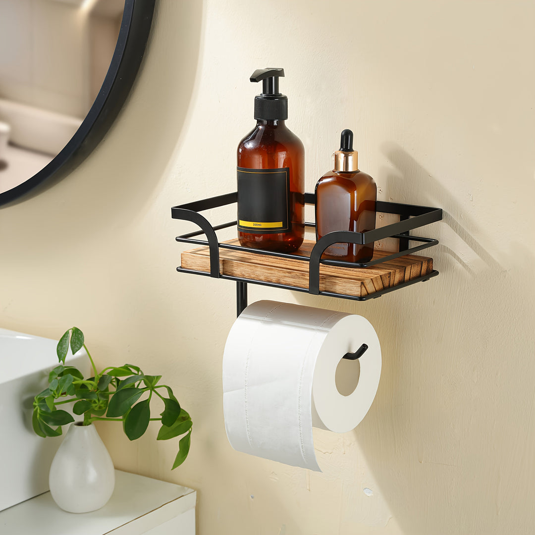Porte-serviettes mural en métal pour salle de bain. Organisation compacte et design épuré.
