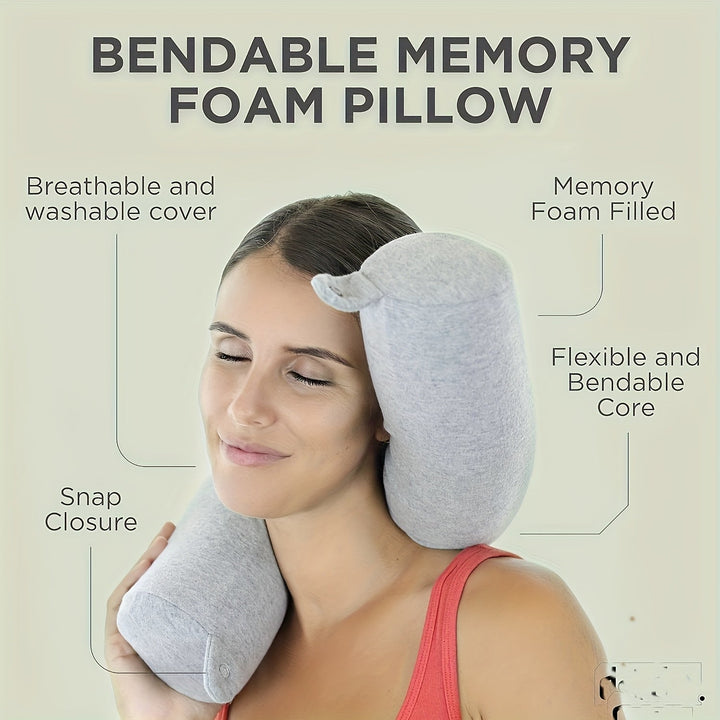 Coussin de voyage TravelEase réglable pour un soutien cervical personnalisé et détente en avion.