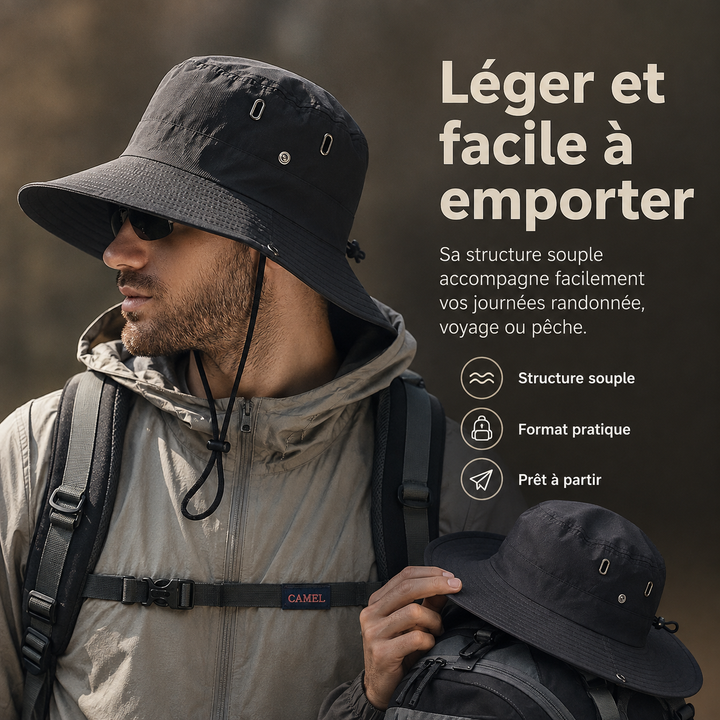 Protection solaire efficace avec ce chapeau outdoor à large bord, léger et confortable pour homme/femme.