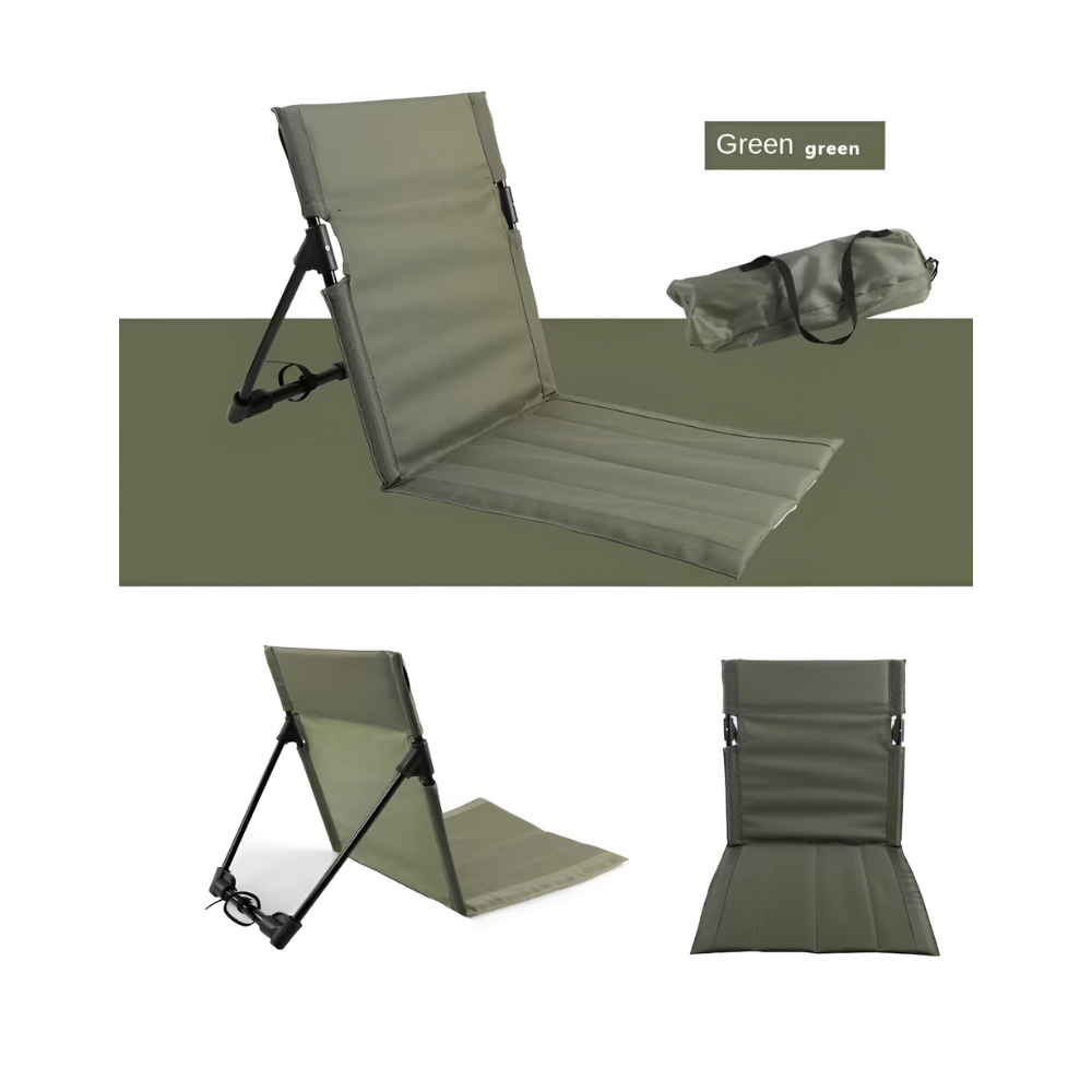 Chaise de jardin pliante avec coussin amovible, facile à ranger, parfaite pour les petits espaces.
