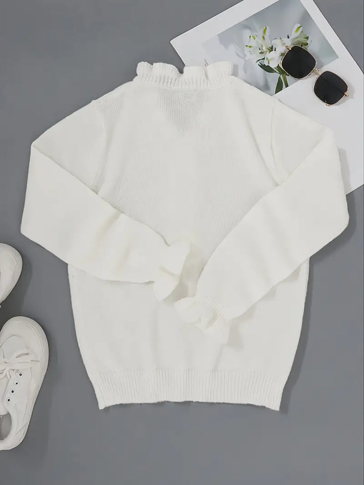 Pull femme confortable blanc, idéal mode automne. Vêtement doux et élégant, parfait tenue quotidienne.