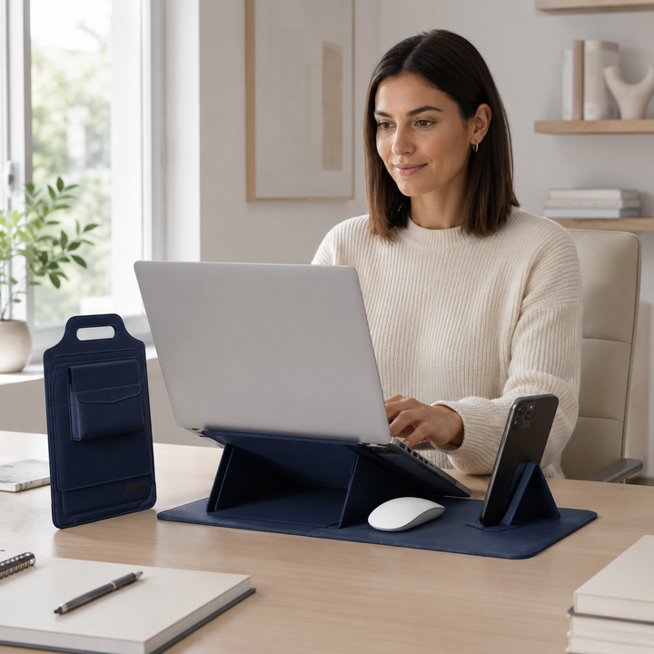 Idée cadeau élégante : housse et support ergonomique pour PC portable. Un accessoire bureautique essentiel et design.